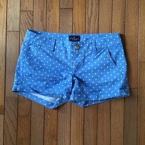 American Eagle Blue Shorts with White Polkadots